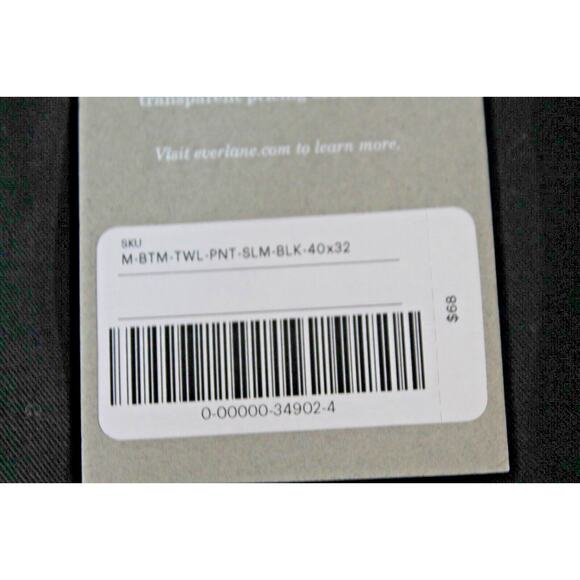 Everlane Slim Chino Pants Mens size 40X32 Black Straight Leg - Picture 9 of 9